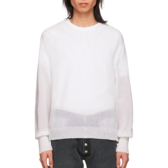 Our Legacy White Transparent Bubble Knit V-Neck Raglan Sweater